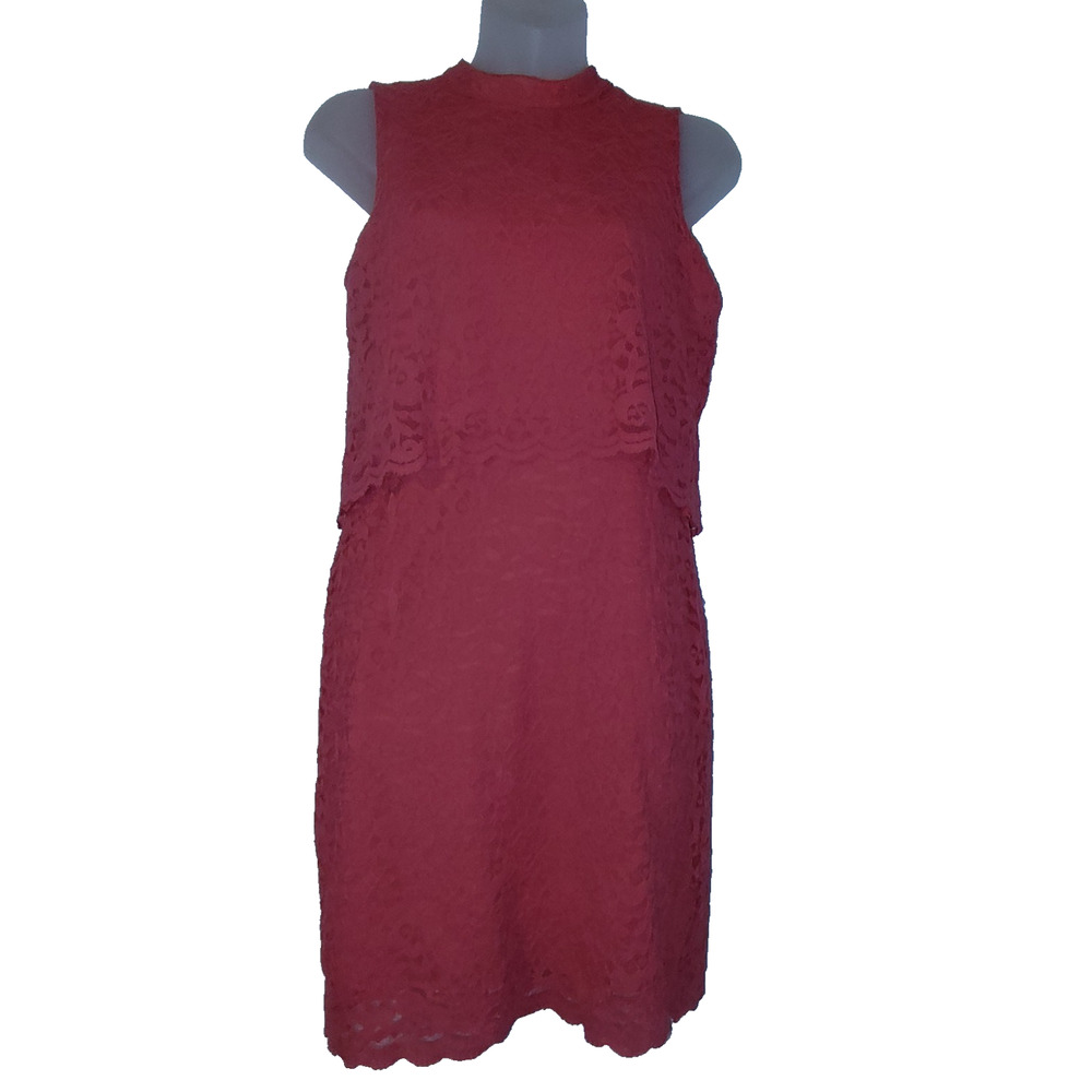Lovemarks Womens Coral Pink Sleeveless Lace Overlay Dress Size S Bag 3